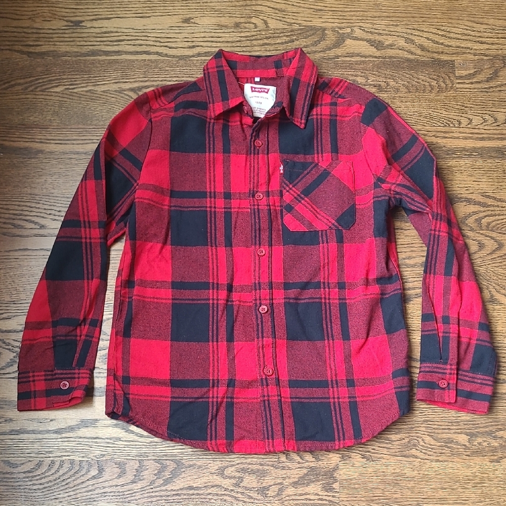 Levi's Red and Black Plaid Shirt